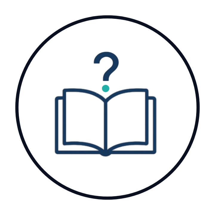 開いた本の上にクエスチョンマークが描かれた初心者ガイド用カテゴリーアイコン